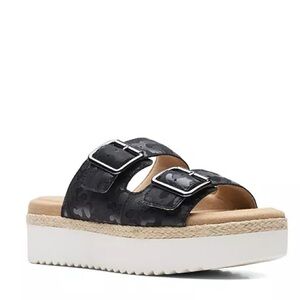 Clarks Women's Collection Lana Beach Sandals Black and White size 7.5
